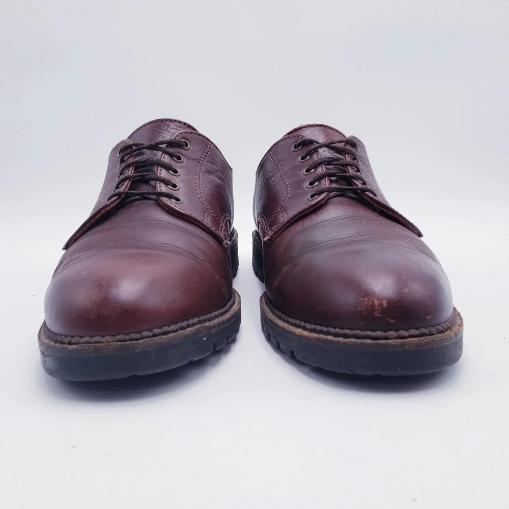 H.S. Trask Bison Leather Oxford Shoes Brown Lace‎ Up Lug Sole Mens 9.5 W